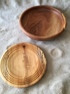 mesquite bowl and spaulted maple bowl